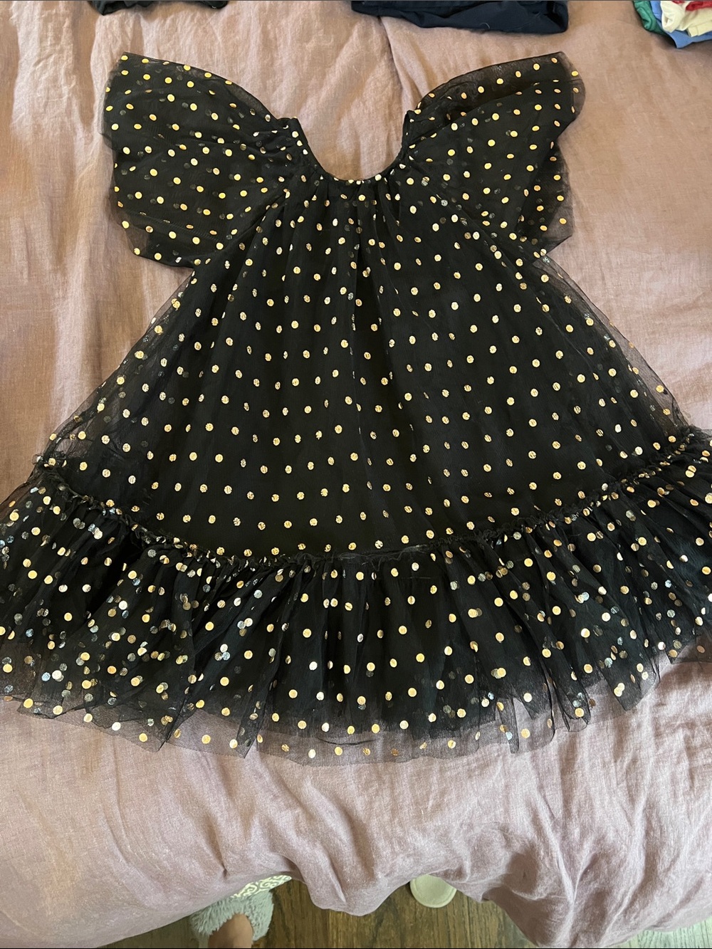 next Black Tulle Dress with Gold Polka Dots